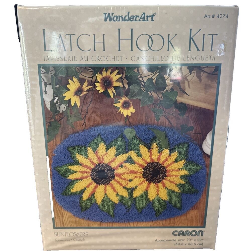 New 2012 WonderArt Latch Hook Rug Kit Sunflowers Acrylic Rug Yarn Sealed